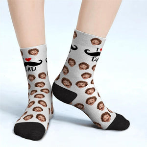 Father's Day Gifts I Love Dad Custom Face Socks Father's Day Gifts - MadeMineAU