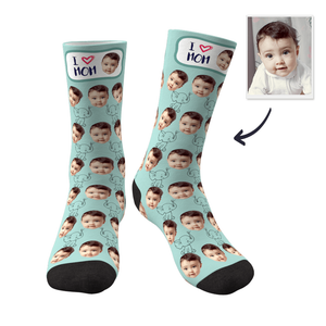 Custom Face Socks Elephant I Love Mom Best Gifts For Mom - MadeMineAU