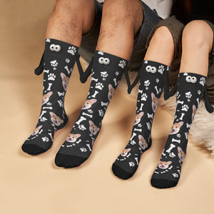 Custom Face Socks Magnetic Holding Hands Suction Funny Holding Hands Socks Lovely Socks for Couple - Pet