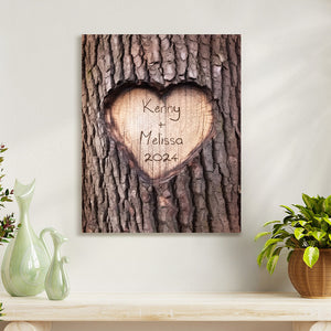 Custom Name Imitation Wood Grain Canvas Painting Personalized Romantic Couple Valentine Gifts - MadeMineAU