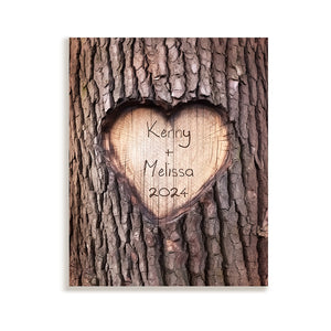 Custom Name Imitation Wood Grain Canvas Painting Personalized Romantic Couple Valentine Gifts - MadeMineAU