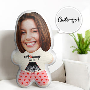 Custom Face Minime Throw Pillow Personalized Ultrasound Photo Gifts for Mom Doll - MadeMineAU