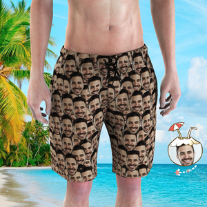 Custom Face Beach Shorts Men's Photo Swim Trunks Gifts For Him - Mash Face