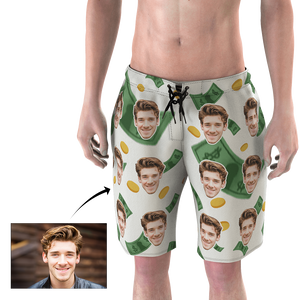 Custom Face Beach Shorts Men's Photo Swim Trunks Men's Gifts - Get Rich