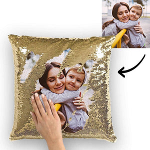 Custom Family Photo Magic Sequins Pillow Multicolor Shiny 15.75inch*15.75inch - MadeMineAU