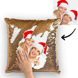 Personalized Photo Sequin Pillow Full Printing Reversible Pillow 15.75x 15.75 Gift For Christmas