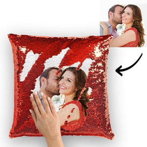 Personalized Photo Sequin Pillow Full Printing Reversible Pillow 15.75x 15.75-White - MadeMineAU