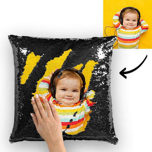 Custom Baby Photo Magic Sequins Pillow Multicolor Shiny Mermaid Pillow 15.75inch*15.75inch - MadeMineAU