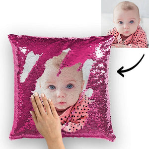 Custom Baby Photo Magic Sequins Pillow Multicolor Shiny Mermaid Pillow 15.75inch*15.75inch - MadeMineAU