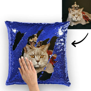 Custom Pet Photo Magic Sequin Pillow Multicolor Shiny 15.75inch*15.75inch - MadeMineAU
