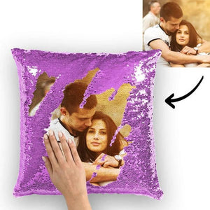 Personalized Photo Sequin Pillow Full Printing Reversible Pillow 15.75x 15.75-White - MadeMineAU