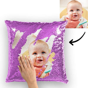 Custom Love Baby Photo Magic Sequins Pillow Multicolor Shiny 15.75inch*15.75inch - MadeMineAU