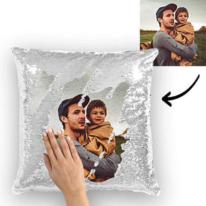 Custom Family Photo Magic Sequins Pillow Multicolor Shiny 15.75inch*15.75inch - MadeMineAU
