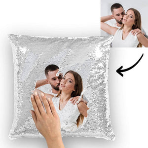 Custom Love Couple Photo Magic Sequin Pillow Multicolor Shiny 15.75inch*15.75inch - MadeMineAU
