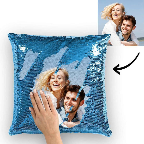 Personalized Photo Sequin Pillow Full Printing Reversible Pillow 15.75x 15.75 - MadeMineAU