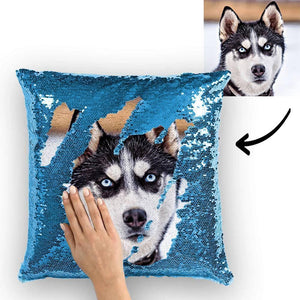 Custom Pet Photo Magic Sequin Pillow Multicolor Shiny 15.75inch*15.75inch - MadeMineAU