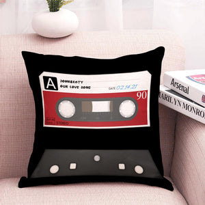 test Custom Cassette Tape Black Throw Pillow Case For Anniversary-15.75×15.75 inches