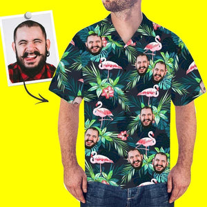 AU Custom Face Shirt Men's Hawaiian Shirt Flamingo Flower - MadeMineAU