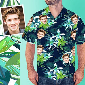 AU Custom Face Shirt Men's Hawaiian Shirt Big Flower - MadeMineAU