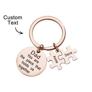 Engraved Puzzle Circle Keychain Personalized Key Ring Father's Day Gift - MadeMineAU