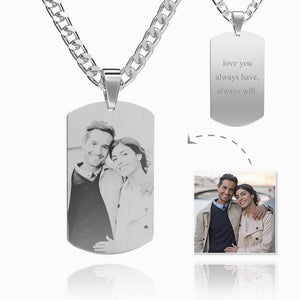 Men's Photo Engraved Tag Necklace With Engraving Stainless Steel - MyPhotoWalletAU