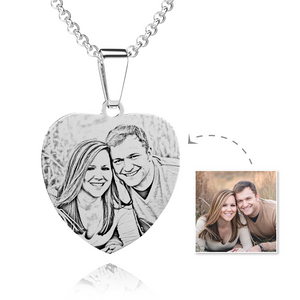 Women's Stainless Steel Photo Engraved Heart Pendant - MadeMineAU