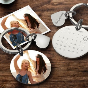 Custom Anniversary Calendar Keychain - Gift For Lover