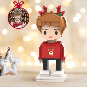 Christmas Gifts Custom Head Cute Brick Figures Personalized Christmas Elk Boy Brick Figures Small Particle Block Toy - GiftLab