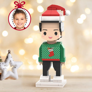 Christmas Gifts Custom Head Cute Brick Figures Personalized Christmas Dress Boy Brick Figures Small Particle Block Toy - GiftLab