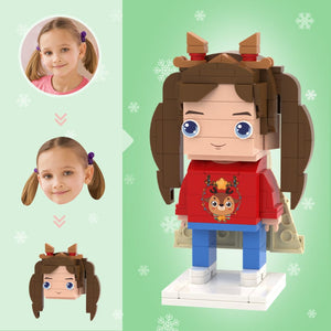 Christmas Gifts Custom Head Brick Figures Personalized Christmas Elk Girl Brick Figures Small Particle Block Toy - GiftLab