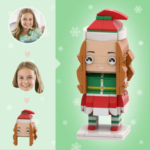 Christmas Gifts Custom Head Brick Figures Personalized Christmas Elves Girl Brick Figures Small Particle Block Toy - GiftLab