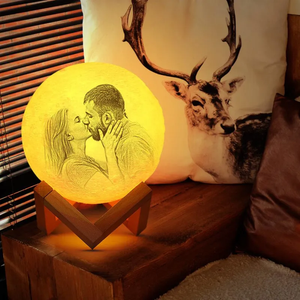 Custom 3D Printing Photo Moon Lamp &Engraved Words - Touch 2 Colors - photowatch