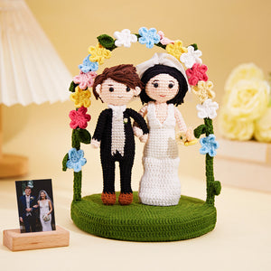 Wedding Couple Custom Crochet Doll Personalized Gifts Handmade Mini Look alike Dolls - MadeMineAU