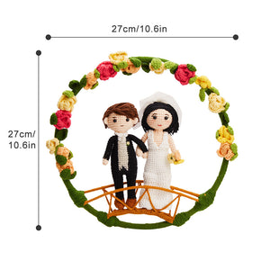 Custom Crochet Doll Personalized Gifts Handmade Mini Look alike Dolls Wedding Couple with Flower Circle - MadeMineAU