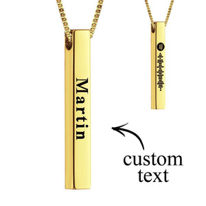 Spotify Code Music Necklace Custom Name 3D Engraved Vertical Bar Necklace Stainless Steel