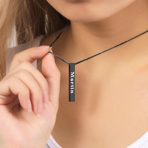 Spotify Code Music Necklace Custom Name 3D Engraved Vertical Bar Necklace Stainless Steel
