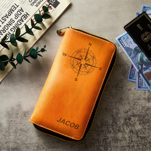Custom Engraved Wallet Leather Passport Cover Travel Gifts for Man - MadeMineAU