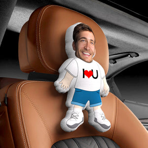Personalized  Face Car Seat Pillow Customized Soft Face  I LOVE U Pillow For Car and Chair - MadeMineAU