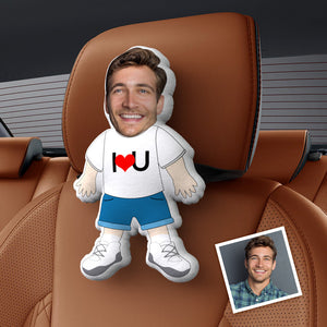 Personalized  Face Car Seat Pillow Customized Soft Face  I LOVE U Pillow For Car and Chair - MadeMineAU