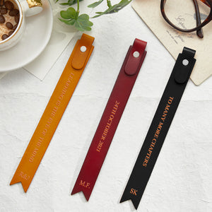 Personalized Leather Bookmark Custom Engraved Vintage Bookmark Anniversary Gift - MadeMineAU