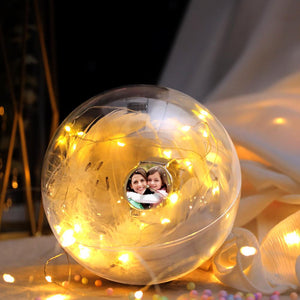 Transparent Plastic Ball Light String Gray Feather Three-piece Suit Creative Gift Combination
