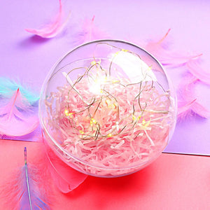 Transparent Round Plastic Ball Color Light String Light Pink Raffia Shredded Paper Silk Three-piece Suit Creative Gift Combination