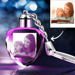 Gifts for Mom Custom Crystal Heart Shape Photo Key Chain - myphotokeyringau