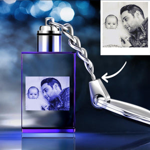 Gifts for Dad Custom Crystal Rectangle Shape Photo Key Chain - myphotokeyringau