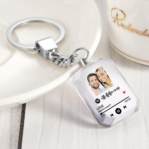 Custom Spotify Code Crystal Keychain Photo Keychain Gifts For Couple