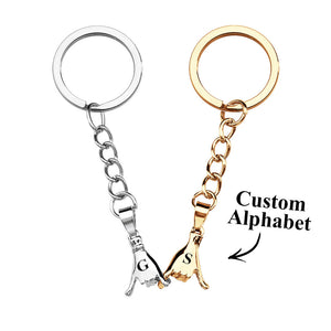 Custom Letter a Pair of Promise Holding Hands Keychains Engravable Keychain Set Gifts For Couples - MadeMineAU