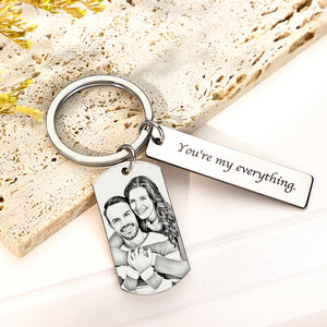 Personalized Photo Keychain With Text Unique Engraved Keychain Gifts For Couples - MadeMineAU