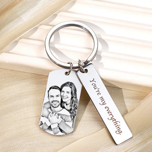 Personalized Photo Keychain With Text Unique Engraved Keychain Gifts For Couples - MadeMineAU