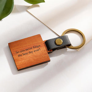 Custom Engraved Calendar Wooden Keychain Personalized Memorial Date Anniversary Gifts - MadeMineAU