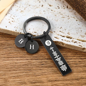 Scannable Spotify Code Keychain With Engraved Circle Pendant Custom Music Song Keychain Gift - MadeMineAU